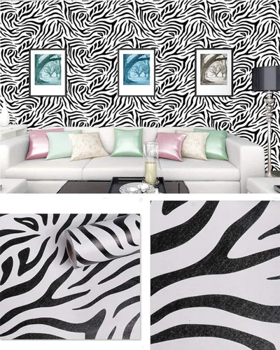 Miniatura 3 de PoetryHome Vinilo autoadhesivo con rayas de cebra, papel de pared para estantes, cajones, armarios, aparadores, manualidades, 17.7 x 117 pulgadas