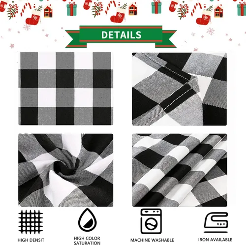 Miniatura 5 de Camino de mesa a cuadros de búfalo negro y rojo, 2 paquetes de 13 x 108 pulgadas, caminos de mesa navideños a cuadros para decoración de mesa