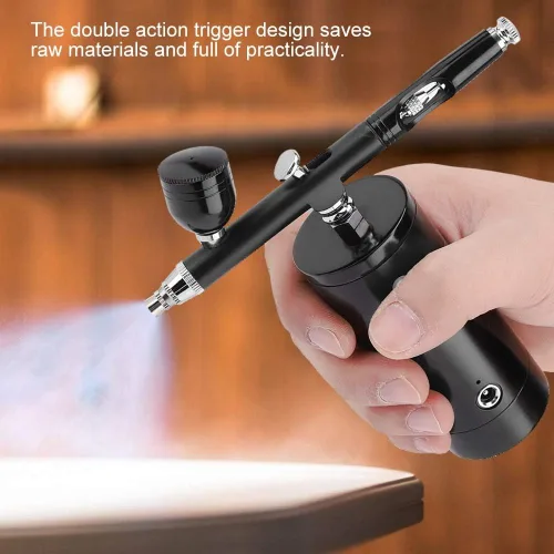 Miniatura 5 de Mini compresor de aire para aerógrafo, mini juego de aerógrafo, pistola de pulverización de aire portátil de doble acción, kit de sistema