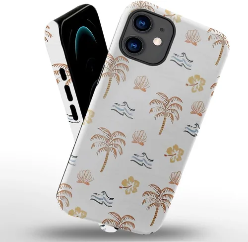Miniatura 2 de Funda compatible con iPhone 11, resistente a arañazos, funda híbrida de 2 capas con carcasa dura, diseño de cocoteros de playa de verano