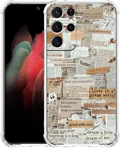 Miniatura 59 de Funda estética de collage para Samsung Galaxy S23 Ultra, patrón de citas positivas, funda de TPU suave de moda compatible con Galaxy S23 Ultra