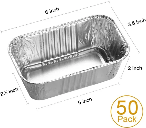 Miniatura 2 de MOACOCK Paquete de 50 mini moldes para pan de 1 libra, 6 x 3.5 x 2 pulgadas, moldes de pan desechables de papel de aluminio para hornear pasteles