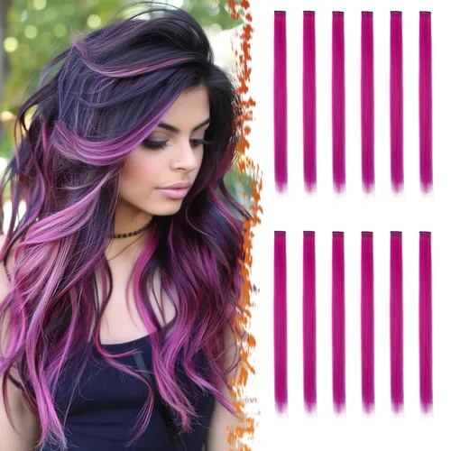Miniatura 13 de BARSDAR Extensiones de cabello negro con clip, extensiones de cabello con clip de color para mujer, 22 pulgadas, 12 piezas, extensiones sintéticas