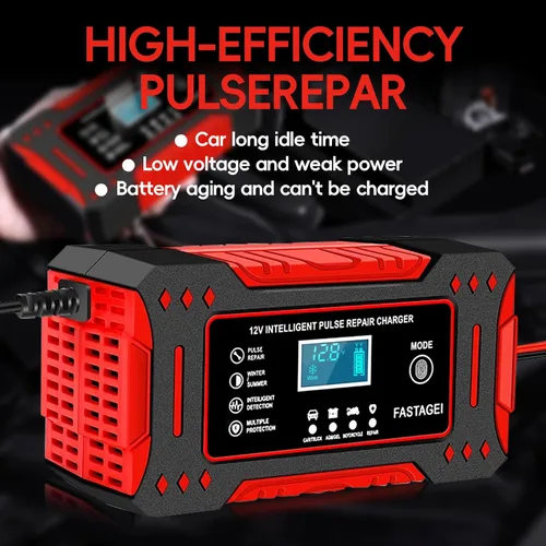 Miniatura 3 de Cargador de batería de 6 amperios, cargador de batería portátil de plomo de 12 V 6 A, cargador de batería de 4 etapas, mantenimiento de batería