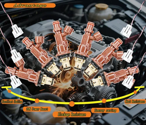 Miniatura 8 de Juego de 6 inyectores de combustible con conector arnés de enchufe de repuesto para Toyota 1999-2004 Tacoma 2000-2004 Tundra 3.4L 1999-2002 4Runner