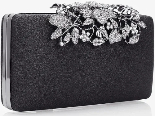 Miniatura 2 de Dexmay - Bolso de mano con diamantes de imitación con cierre floral de cristal, bolso de noche formal para mujer