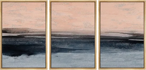 Miniatura 43 de NWT Lienzo enmarcado para pared, juego de arte en acuarela pastel, bosque de montaña oscura, naturaleza silvestre, ilustraciones de arte moderno