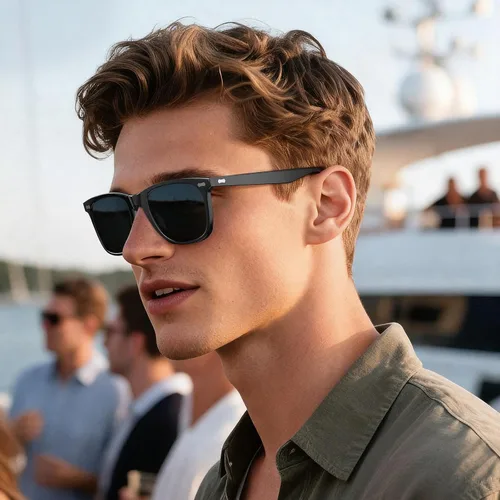 Miniatura 13 de CARFIA Lentes de sol polarizados cuadrados para hombre, protección UV400, acetato retro, hechos a mano, hechos a mano