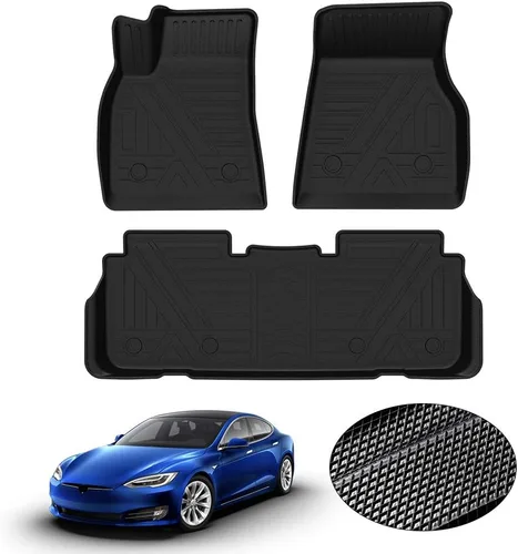 KUST Alfombrillas para Tesla Model S 2012-2024 2025 (no para cuadros/de largo alcance), revestimientos de suelo de ajuste personalizado, protección