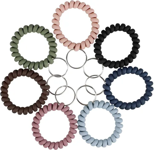 Miniatura 6 de BIHRTC Llavero de muñeca con resorte flexible espiral de muñeca de bobina de sauna llavero