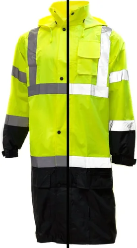 Miniatura 7 de RK Clase 3 - Impermeable reflectante de alta visibilidad, parte inferior negra, capa larga para lluvia RC-CLA3-LM22 (mediano, lima)