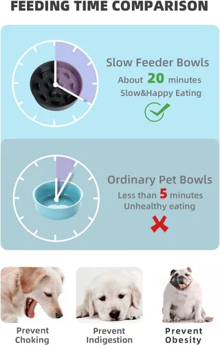 Miniatura 2 de Ceramic Fun - Cuenco de alimentación lenta de porcelana, cuenco de comedero lento para perros medianos (negro)