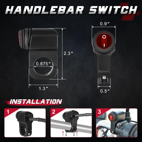 Miniatura 2 de OFFROADTOWN Kit de arnés de cableado para barras de luz LED de 2 cables con interruptor de manillar de motocicleta de 7/8" 12V 40A Relé Fusible
