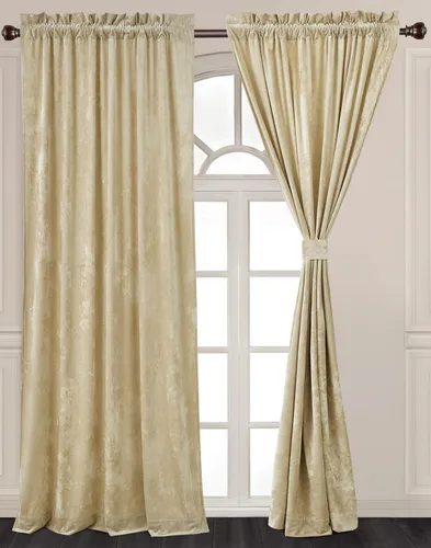 Miniatura 2 de Chezmoi Collection Lux - Juego de 2 paneles de cortinas de terciopelo triturado beige, 72 pulgadas de largo, para oscurecer la habitación, cortinas