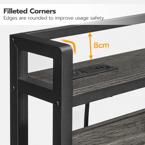 Miniatura 6 de HOOBRO Cabecera tamaño King, cabecera con 2 salidas y 4 puertos USB, altura ajustable, estante de almacenamiento, resistente y estable, fácil Gris