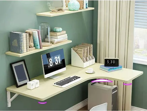 Miniatura 3 de Mesa plegable de pared flotante, multifunción, mesa de comedor para cocina, oficina en casa, escritorio de ordenador, mesa de aprendizaje, 10