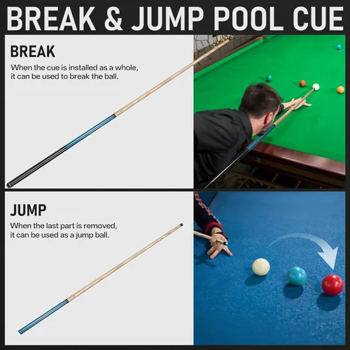 Miniatura 5 de Kmise Break Jump Taco de 21 onzas, 23 onzas, 25 onzas, 28 onzas, palo de piscina para roturas explosivas y saltos sin esfuerzo, taco de piscina Azul