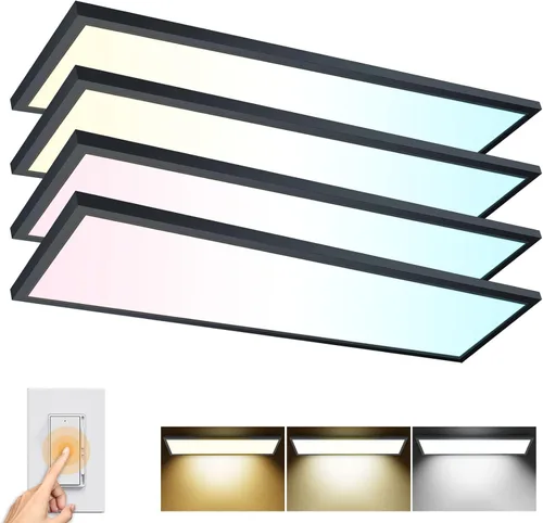 AIKVSXER Paquete de 4 luces LED de techo LED de montaje en superficie, 5500LM 50W TRIAC 10-100% regulable, AC120V, 3000/4000/5000K seleccionables 4