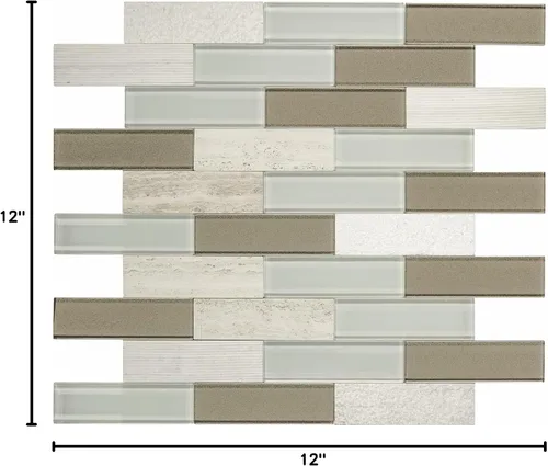 Miniatura 7 de Daltile SimplyStick Mosaix Mosaix - Mosaico de ladrillo de 1.25 x 4 pulgadas para despegar y pegar de piedra caliza y vidrio, color blanco chenilla