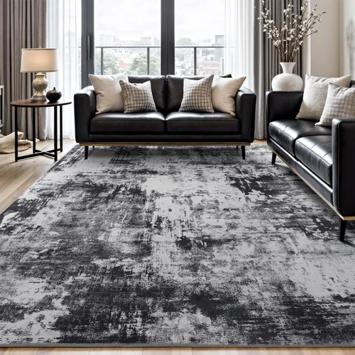Miniatura 11 de Rugflix Alfombras de área de 8 x 10 pies para sala de estar, alfombra grande lavable, resistente a las manchas, pelo bajo, alfombra oscura moderna