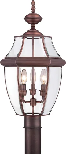 Miniatura 12 de Quoizel Newbury - Farol de poste para exteriores, poste de lámpara de campo francés de peltre de 23 pulgadas, 3 luces, poste exterior para patio
