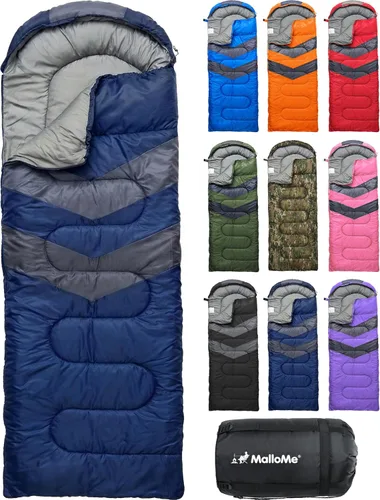 Miniatura 9 de MalloMe Sacos de dormir para adultos para clima frío y cálido, saco de dormir para mochileros para niños de 10 a 12 años, niñas, niños, ligeros