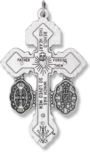 Miniatura 3 de Paquete de 10 Crucifijos de perdón con medalla de San Benito y medalla milagrosa Crucifijo de triple amenaza para hacer rosario, cruz de rosario