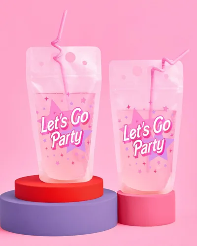 Miniatura 2 de xo, Fetti Let's Go Party - Bolsas de bebida rosadas – 16 unidades Fiesta de cumpleaños rosa, vasos de despedida de soltera, lindas tazas de fiesta