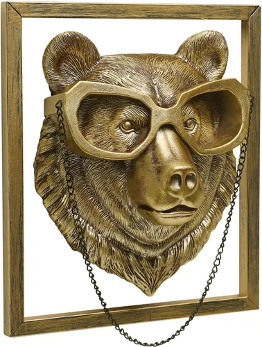 Miniatura 13 de Newinhome Paquete de 5 cabezas de animales para decoración de pared (marco de metal de regalo), esculturas de animales de resina, decoración