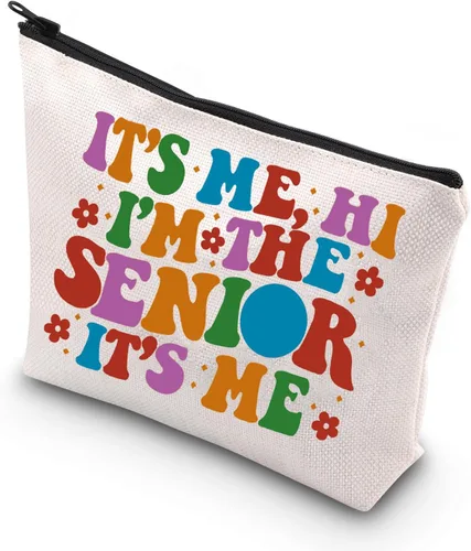 WCGXKO Senior Class Of 2025 Gift It's Me Hi I'm The Senior It's Me - Bolsa de maquillaje con cremallera, EL MAYOR, Cremallera