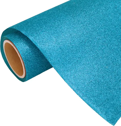 Rollo de película de vinilo de transferencia de calor Threadart Glitter Holo Steel Blue de 3 yardas x 20 pulgadas | Colores con purpurina |