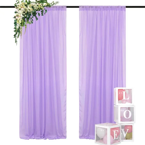 Miniatura 33 de DUOBAO Cortina de gasa rosa, 2 paneles de 29 x 96 pulgadas, cortinas de telón de fondo de boda, cortinas de playa transparentes para sala de estar