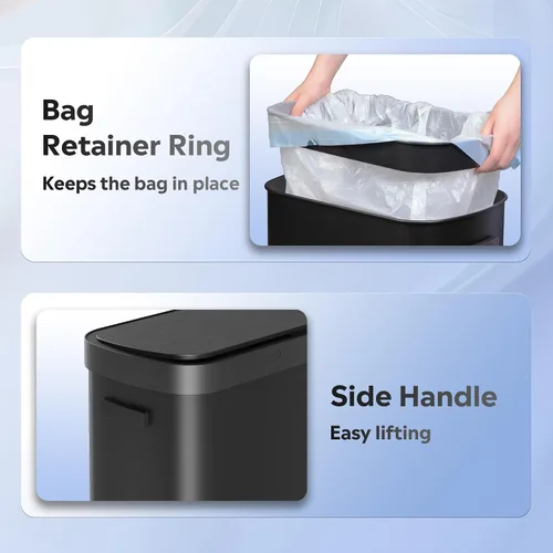 Miniatura 7 de WLIVE Bote de basura de 13 galones, 50 litros de gran capacidad con sensor de movimiento automático, cubos de basura sin contacto con indicador LED