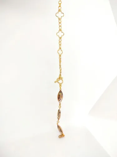 Miniatura 4 de Pulsera de cadena de eslabones cubanos chapada en oro de 18 quilates, delicada cadena de eslabones de clip plano, pulsera ajustable de concha