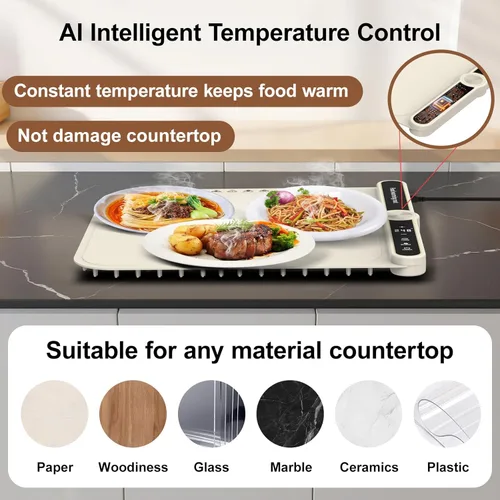 Miniatura 5 de Tapete de calentamiento pequeño para alimentos, portátil, enrollado, de silicona, para fiestas, bufé, encimera, eléctrico, para control individual