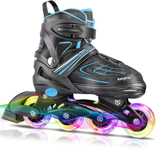 Patines en línea ajustables, patines en línea para exterior con ruedas completamente iluminadas para niños y adultos, mujeres, niñas y niños
