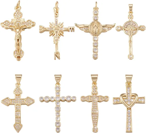Miniatura 16 de Cheriswelry 100 colgantes de madera con cruz de crucifijo con cruz impresa, dijes de madera teñida religiosos de 32.5 a 1.319 in para hombres
