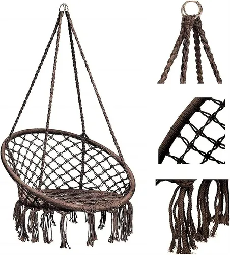 Miniatura 7 de Columpios Hamaca Silla Flecos Borlas Exquisita Silla Colgante Redonda de Ensueño Silla colgante Cuerda de algodón Macramé Sillas