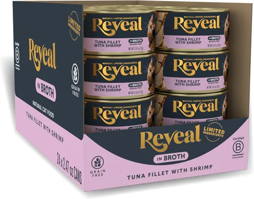 Miniatura 14 de Reveal Alimento húmedo natural para gatos, 24 unidades, sin granos, alimento enlatado de ingredientes limitados para gatos, atún con algas marinas