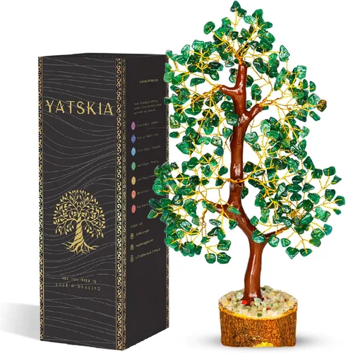 Miniatura 20 de YATSKIA - Árbol de cristal turquesa Feng Shui, alambre, bonsái Buhha, estatua reiki, Chakra curativo energía positiva, buena suerte dinero regalos