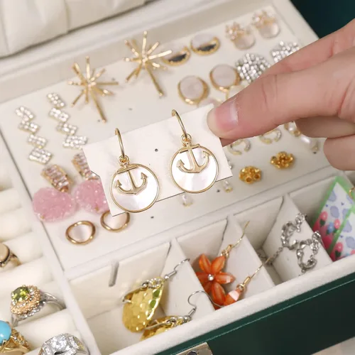 Miniatura 6 de JACIEYU Joyero grande y organizador de anillos para niñas, exquisitas cajas de joyería de viaje de cuero, aretes, collares, pulseras y organizadores