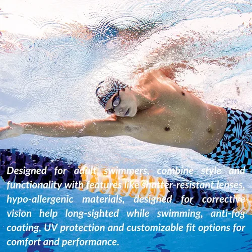 Miniatura 5 de Sporti Gafas de natación unisex para adultos con óptica positiva, gafas antivaho para hombres y mujeres, resistentes a las roturas, con dobles