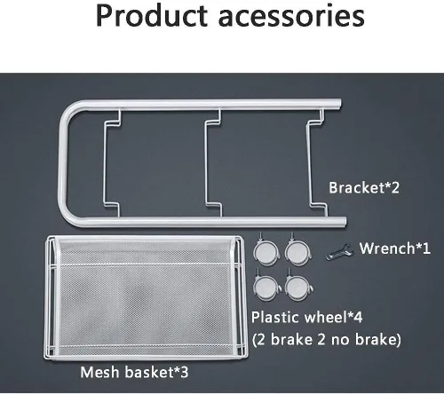 Miniatura 5 de POCHY Carrito de servicio de 3 niveles de acero al carbono, carrito de almacenamiento móvil con ruedas, mesa auxiliar moderna, carrito de bebidas