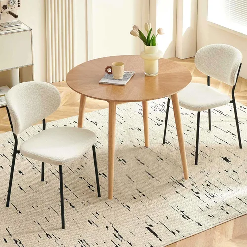 Miniatura 9 de Homedot Juego de 2 sillas de comedor tapizadas negras, modernas sillas de cocina de mediados de siglo tapizadas con cojín acolchado para comedor