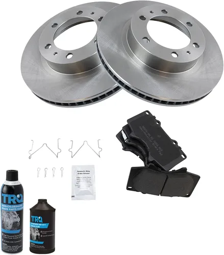 Miniatura 3 de TRQ Kit de rotor de pastillas de freno metálicas de primera calidad con productos químicos compatibles con Toyota Truck SUV