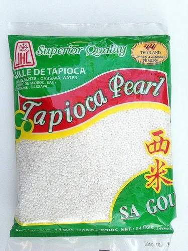 Perlas de tapioca, bolas de tapioca, perlas de tapioca pequeñas de 14 onzas, hechas de yuca (paquete de 3) (blanco)