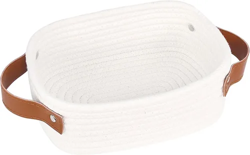 ABenkle Cesta de almacenamiento pequeña, mini cestas tejidas de cuerda, lindo organizador de almacenamiento de armario, cubo de juguetes decorativo