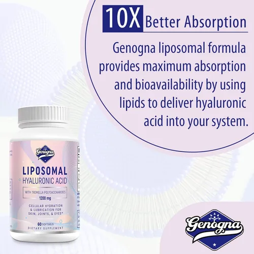 Miniatura 2 de Suplementos de ácido hialurónico liposomal de 1000 mg de alto biodisponibles cápsulas de ácido hialurónico dietético con polisacáridos de tremella
