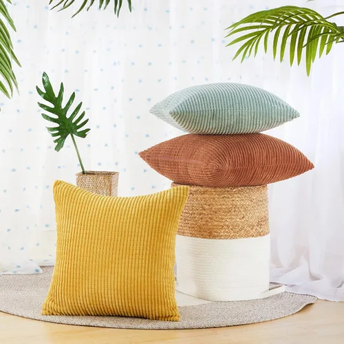 Miniatura 3 de Deconovo - Juego de 2 fundas de cojín de pana modernas, elegantes y suaves, aptas para lavadora, decoración del hogar para sala de estar, sofá