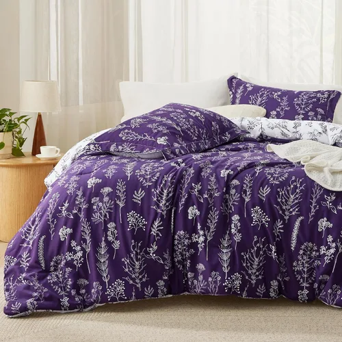 Miniatura 16 de Bedsure - Juego de edredón tamaño King, juego de ropa de cama verde salvia, 3 piezas de ropa de cama floral bonita, 1 edredón reversible suave